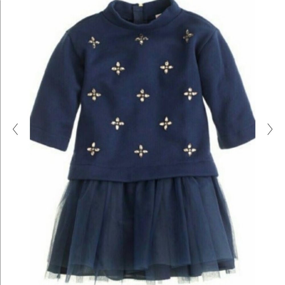 J Crew Crewcuts Embellished Sweatshirt Tule Dress